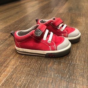 See Kai Run red baby boy shoes